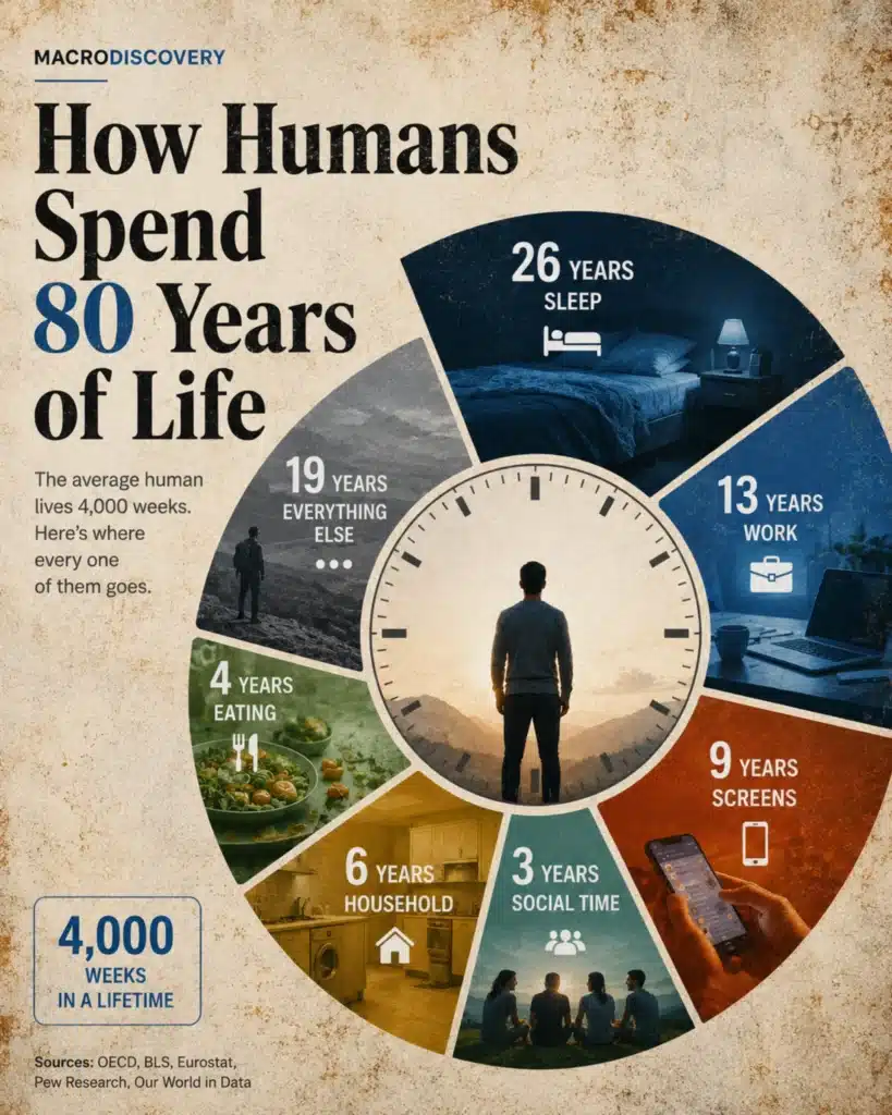 How Humans Spend 80 Years of Life