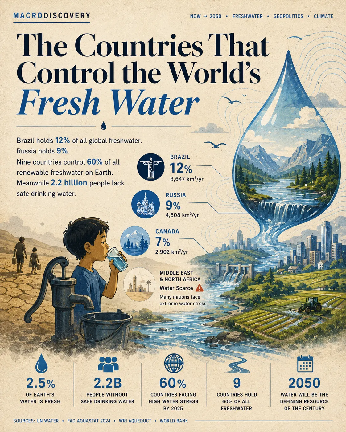 Mapped: The Countries That Control the World's Fresh Water