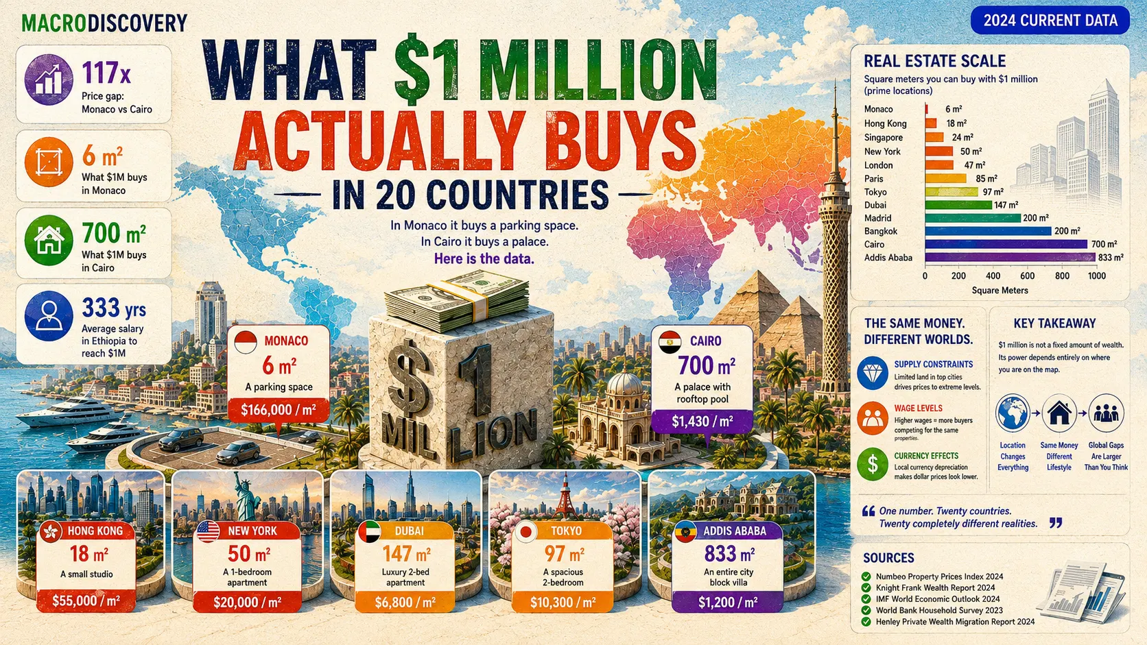 Mapped: What $1 Million Actually Buys in 20 Countries