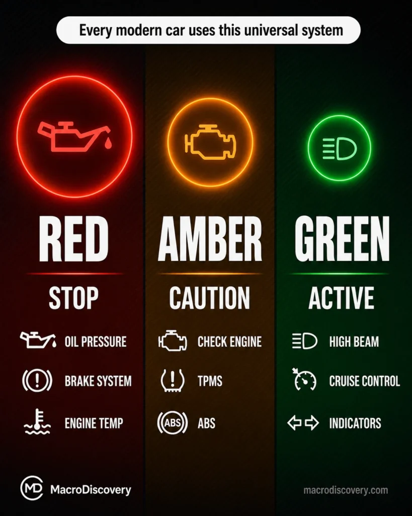 What Every Dashboard Warning Light Color Means — Red Yellow Green Explained