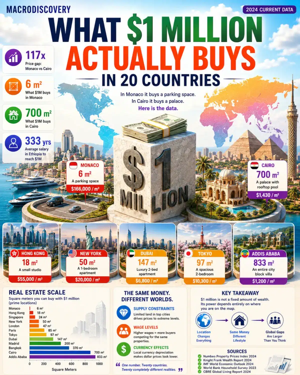 What $1 Million Actually Buys in 20 Countries