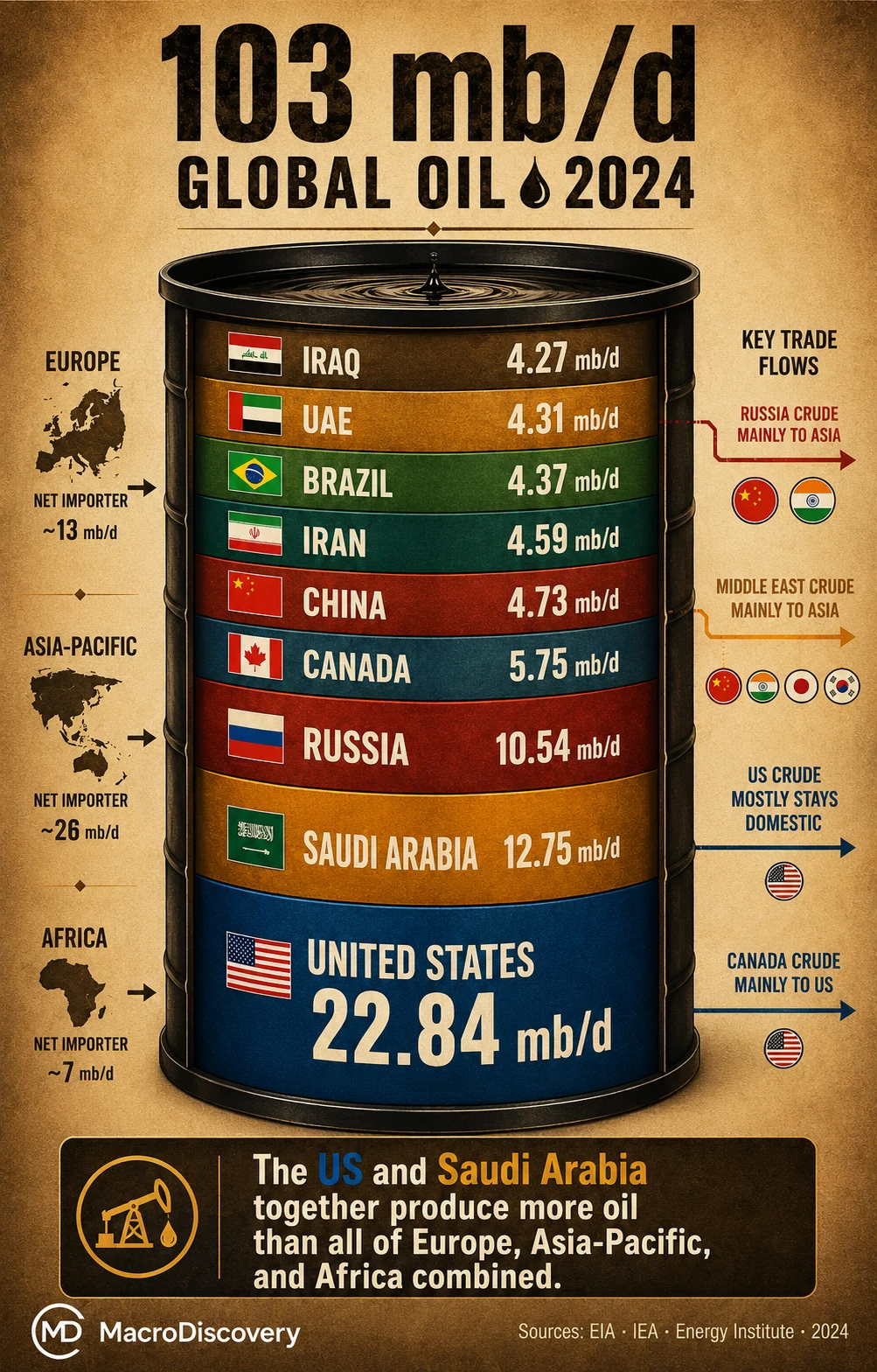 Where the World's Oil Comes From — and Where It Goes