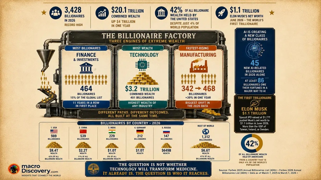 Where wealth is made in 2026 and Where the World's Billionaires Actually Made Their Money