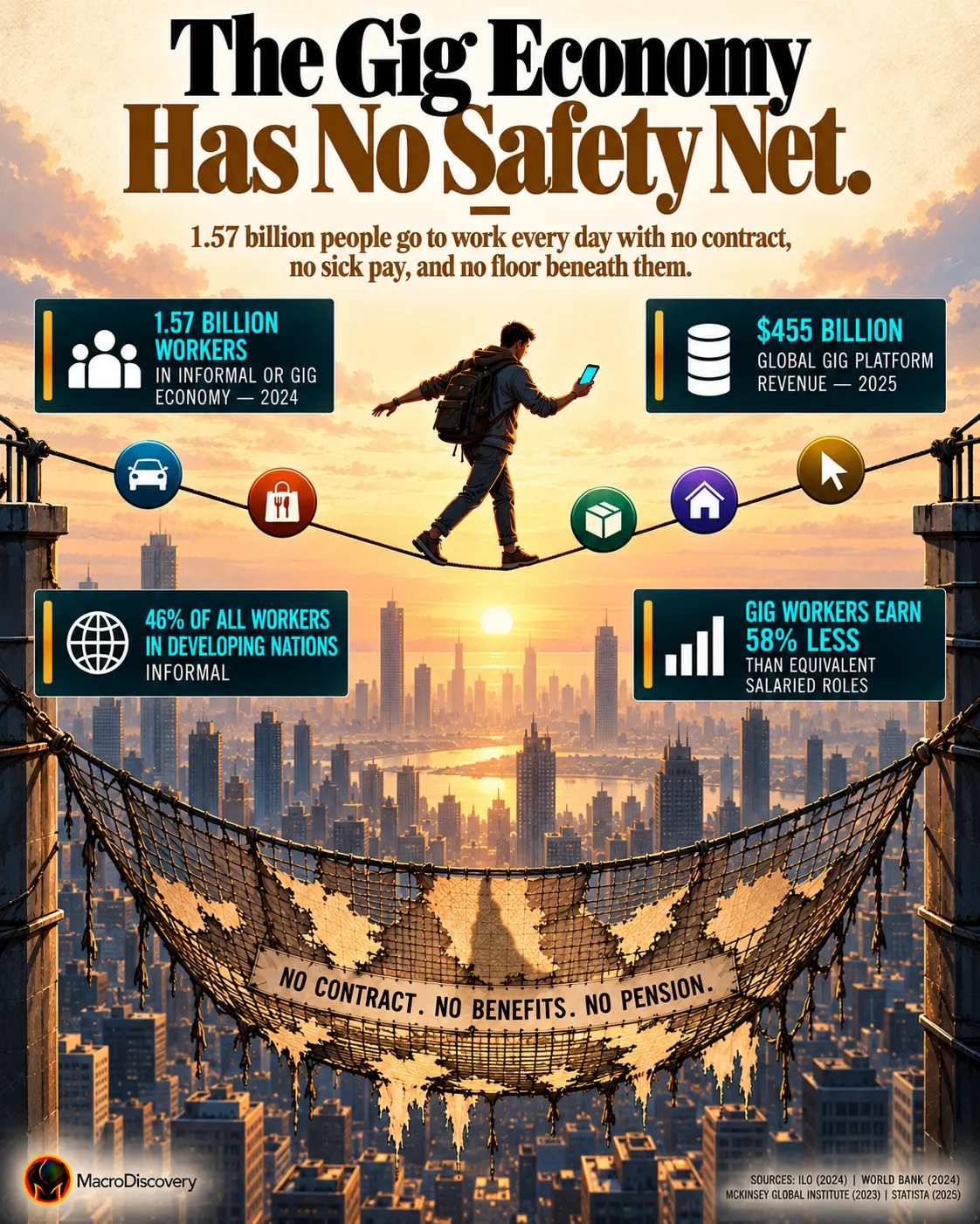 Gig economy lacks security and benefits. Global Gig Economy.